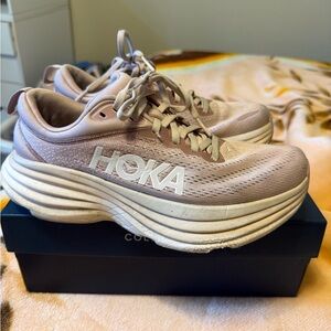 HOKA Women's Pale Pink Platform Running Sneakers